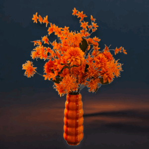 Oranje Kunstbloemen in een Bijpassende Oranje Vaas