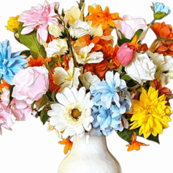 Kleurige Vaas met Kunstbloemen- Vaas Happy - Complete set - Afbeelding 3