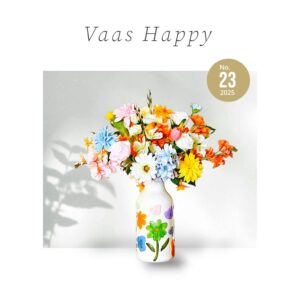Kleurige Vaas met Kunstbloemen- Vaas Happy - Complete set