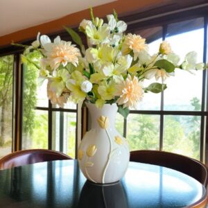 Tulpenvaas Sunny met Geel Witte Kunstbloemen (inclusief vaas)