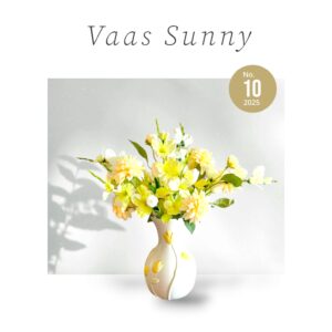 Tulpenvaas Sunny met Geel Witte Kunstbloemen (inclusief vaas)
