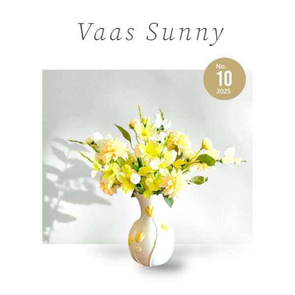 Tulpenvaas Sunny met Geel Witte Kunstbloemen (inclusief vaas)