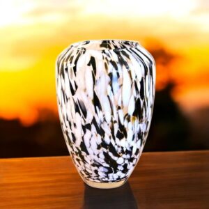 Zwart-Wit Confetti Vaas van Glas