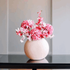 Kunstbloemen in roze vaas - complete set - Afbeelding 2