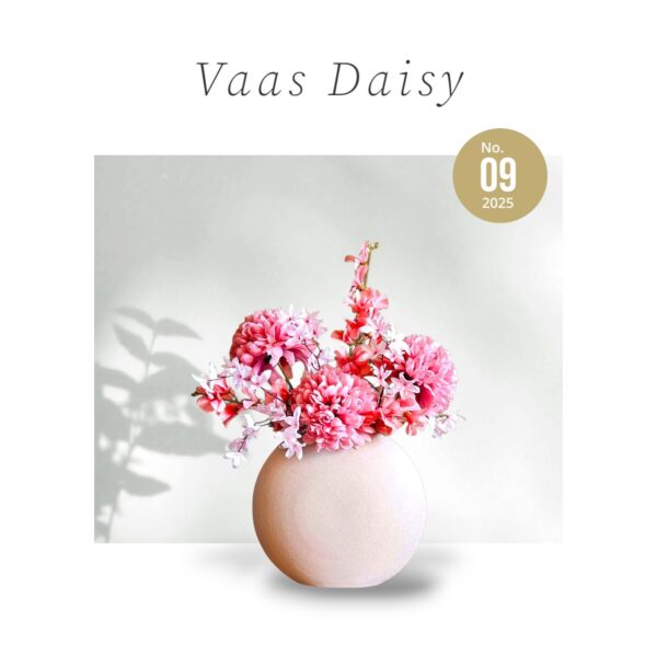 Kunstbloemen in roze vaas - complete set