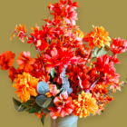 Kunstbloemen in Modern Groen-Witte Zigzag Vaas - Afbeelding 2