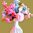 Prachtig Groot Kunstbloemen Arrangement in Handgeschilderde Alu vaas - Afbeelding 2