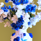 Kunstbloemen in Deco BlueBerry Vaas - Afbeelding 2