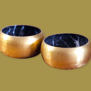 Waxinehouder Luca Marmer Goud 6 cm 2 stuks