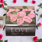 Kunstbloemen Geschenkdoos Roze Rozen - Afbeelding 2