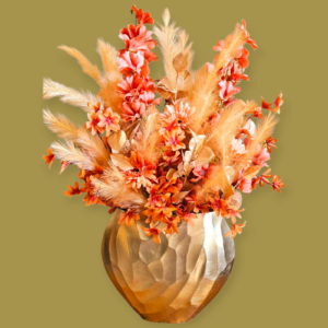 Gouden Vaas met Elegante Kunstbloemen
