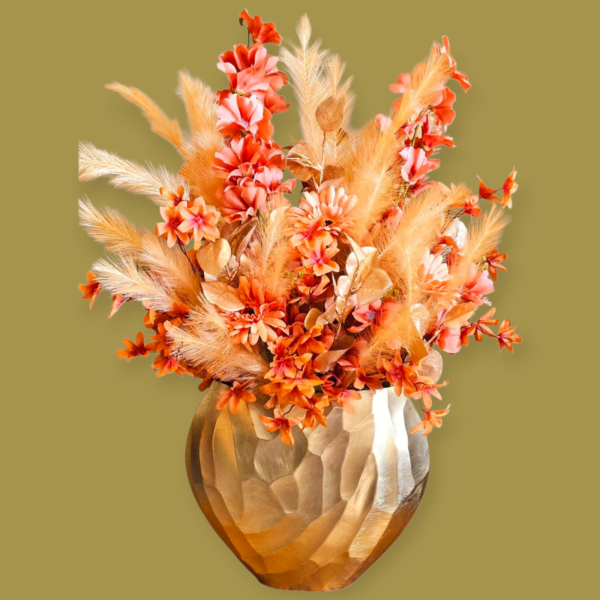 Gouden Vaas met Elegante Kunstbloemen