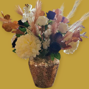 Kunstbloemen Boeket in Gouden Mozaïek Vaas
