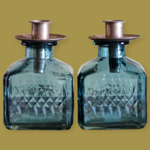 Vaas/Kaarsenstandaard Blauw 2 stuks