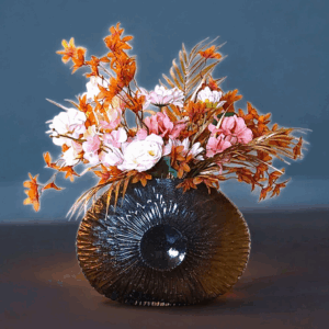 Zijde & Kunstbloemen in  Diepbruine Vaas van Glas