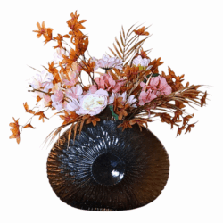 Complete vaas met Kunstbloemen in Diepbruine Vaas van Glas - Afbeelding 3