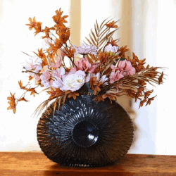 Complete vaas met Kunstbloemen in Diepbruine Vaas van Glas - Afbeelding 2