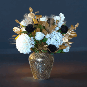 Kunstbloemen Boeket in Gouden Mozaïek Vaas