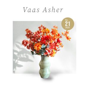 Kunstbloemen in Modern Groen-Witte Zigzag Vaas (inclusief vaas)