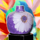 Paarse Metalen Vaas met Bloem -18cm | Opvallende woondecoratie - Afbeelding 4