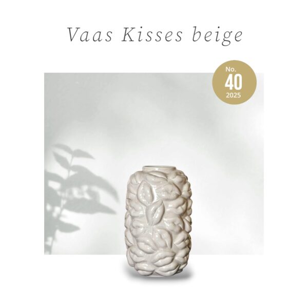 Beige Vaas met Kusjes -27 cm | Speels & Trendy Design