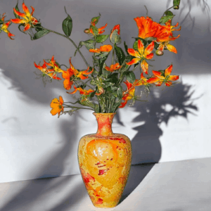Kunstbloemen Boeket Sunrise - met Oranje Lelies en Gloriosa