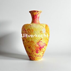 Keramiek Vaas Mozaïek Geel Rood - 36 cm Hoog