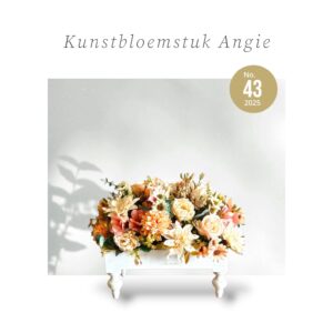 Groot Zalmkleurig Kunstbloemstuk (h30xB30xL40) in Rustieke Houten Schaal
