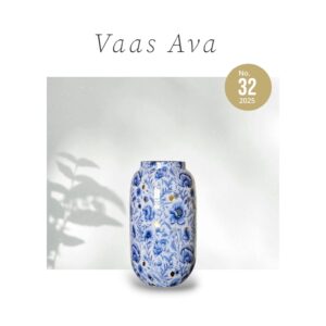 Blauw- Witte Aluminium Vaas - 31 cm | Delftsblauwe Stijl