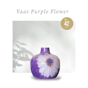 Paarse Metalen Vaas met Bloem -18cm | Opvallende woondecoratie